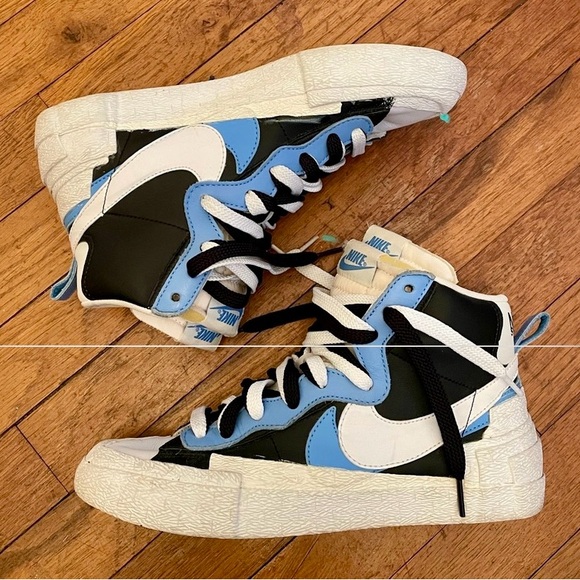 Nike Blazer Mid x Sacai White Black Legend Blue 2019 Sneakers Size Mens 6.5 - Picture 4 of 8